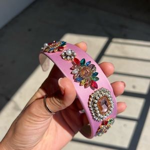 Glamour Jewel Pink Crystal Stone Chunky Headband Women’s Pearl Mix Pink Women’s